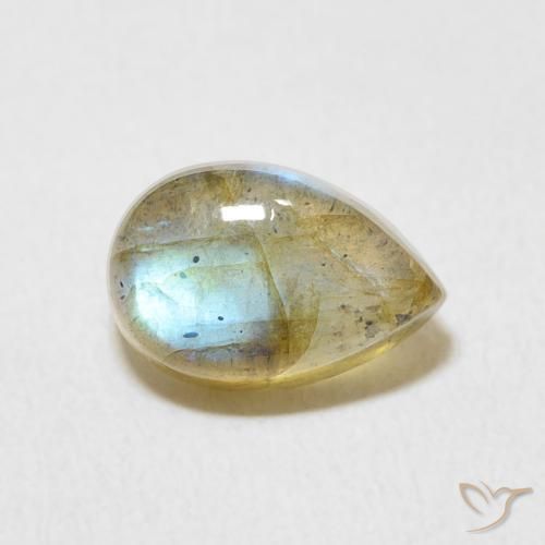 Labradorita Multicolor natural de 2.47 ct, En forma de pera, Translúcido