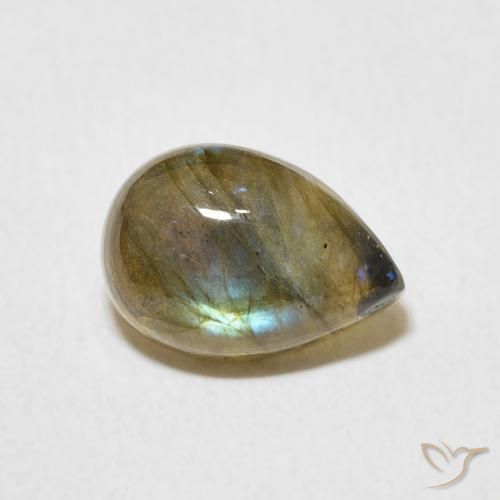Labradorita Multicolor natural de 2.18 ct, En forma de pera, Translúcido