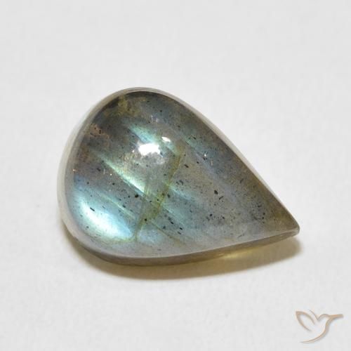Labradorita Multicolor natural de 6.96 ct, En forma de pera, Translúcido