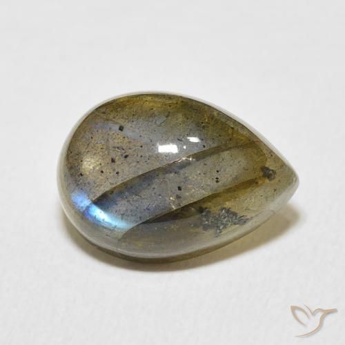 Labradorita Multicolor natural de 6.74 ct, En forma de pera, Translúcido