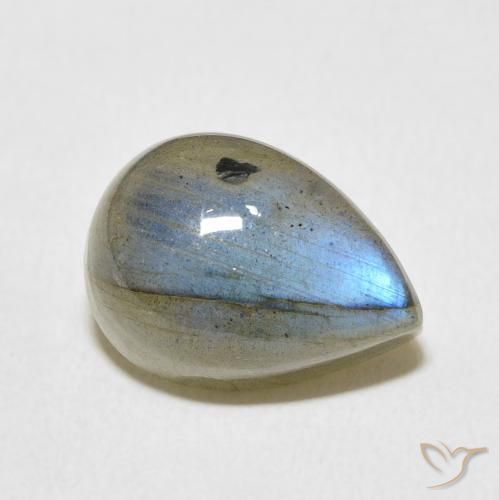 Labradorita Multicolor natural de 7.29 ct, En forma de pera, Translúcido