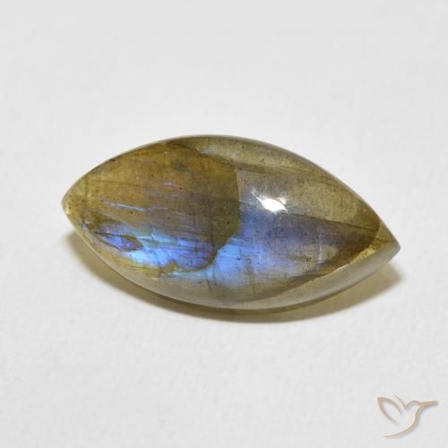 Labradorita Multicolor natural de 9.13 ct, Marquesa, Translúcido