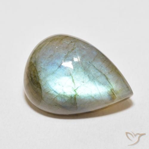Labradorita Multicolor natural de 17.88 ct, En forma de pera, Translúcido