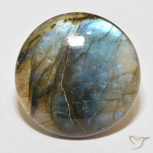 32.38ct Natural Multicolor labradorita, Redondo, Translúcido