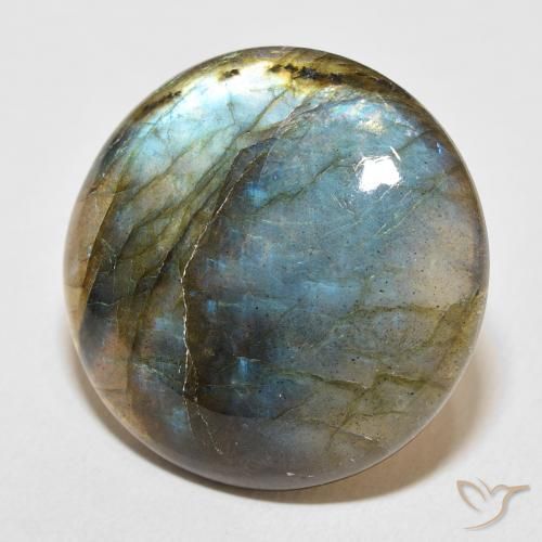 Labradorita Multicolor natural de 32.38 ct, Redondo, Translúcido
