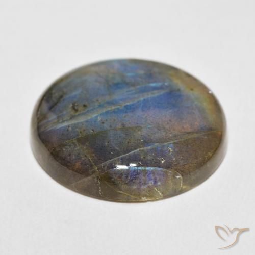 Labradorita Multicolor natural de 34.40 ct, Redondo, Translúcido