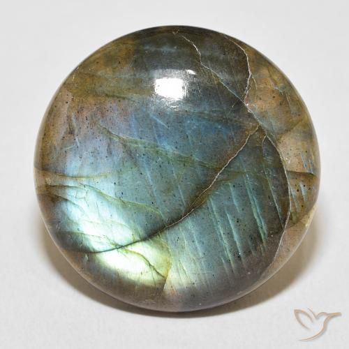 33.59ct Natural Multicolor Labradorita, Redondo, Translúcido