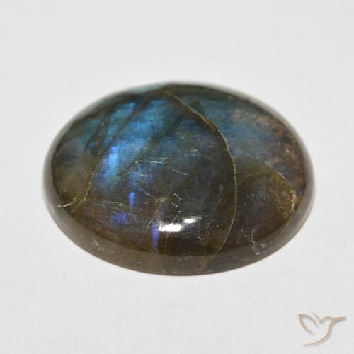 Labradorita Multicolor natural de 33.59 ct, Redondo, Translúcido