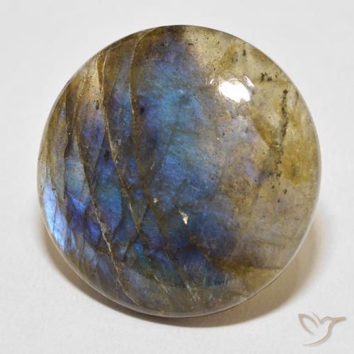 Labradorita Multicolor natural de 28.95 ct, Redondo, Translúcido