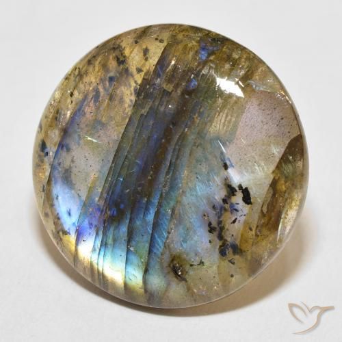 Labradorita Multicolor natural de 28.11 ct, Redondo, Translúcido