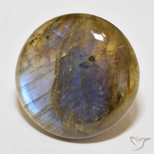 Labradorita Multicolor natural de 30.59 ct, Redondo, Translúcido