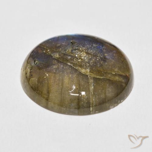 Labradorita Multicolor natural de 30.59 ct, Redondo, Translúcido