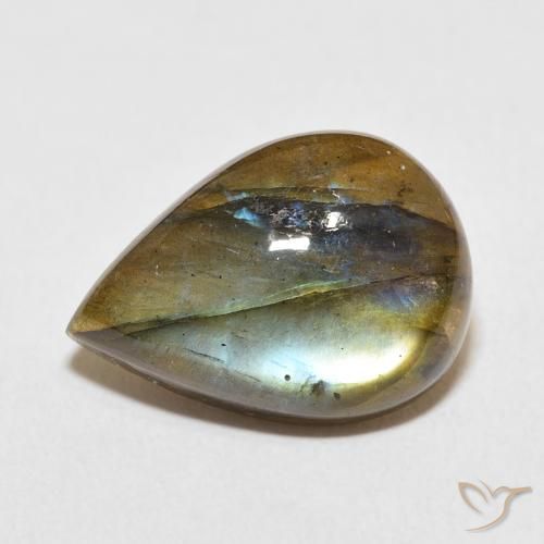 11.18ct Natural Multicolor Labradorita, En forma de pera, Translúcido
