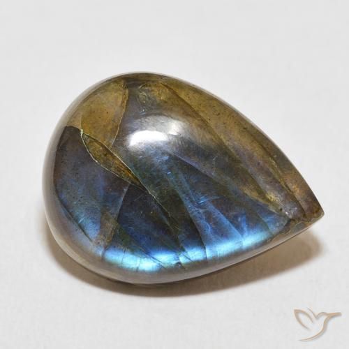 Labradorita Multicolor natural de 14.43 ct, En forma de pera, Translúcido