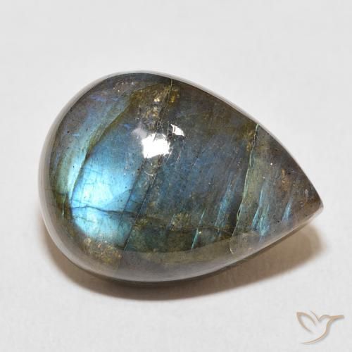 Labradorita Multicolor natural de 17.96 ct, En forma de pera, Translúcido