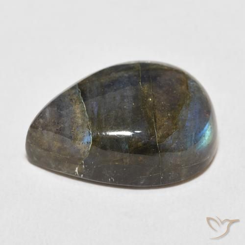 Labradorita Multicolor natural de 17.96 ct, En forma de pera, Translúcido