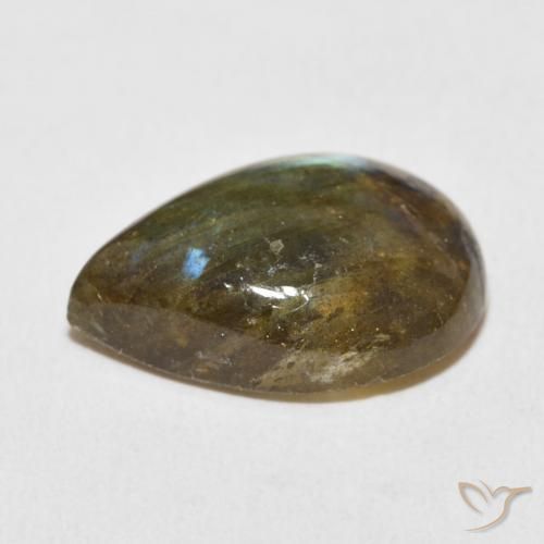 Labradorita Multicolor natural de 9.98 ct, En forma de pera, Translúcido