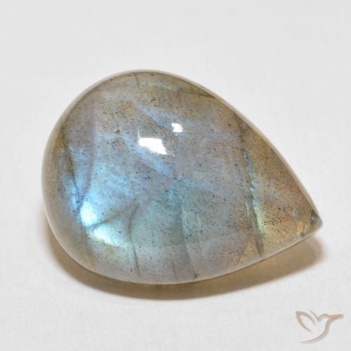Labradorita Multicolor natural de 16.83 ct, En forma de pera, Transparente / Translúcido