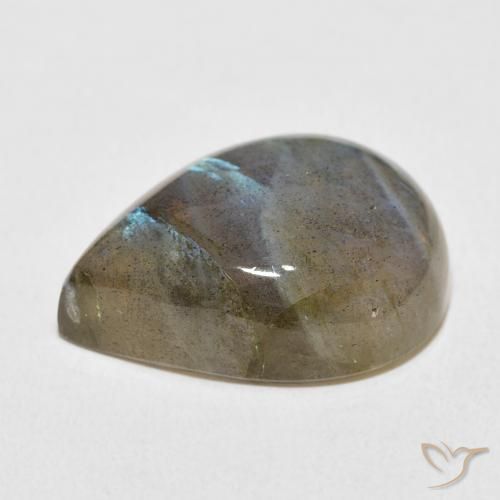 Labradorita Multicolor natural de 16.83 ct, En forma de pera, Transparente / Translúcido
