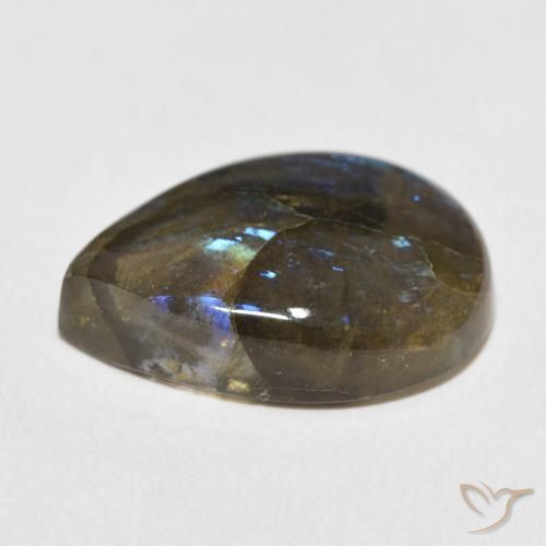 Labradorita Multicolor natural de 13.71 ct, En forma de pera, Translúcido