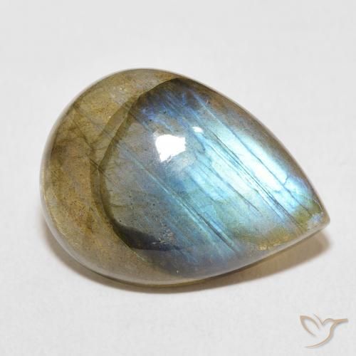 Labradorita Multicolor natural de 13.87 ct, En forma de pera, Translúcido