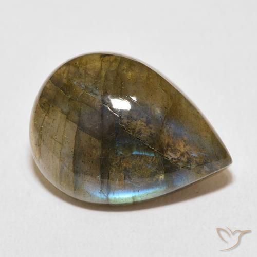 Labradorita Multicolor natural de 14.31 ct, En forma de pera, Translúcido