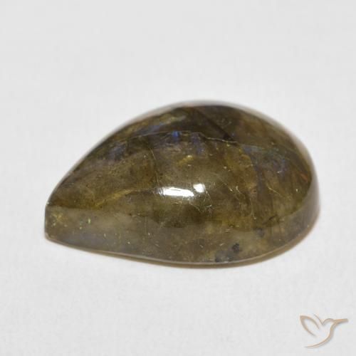 Labradorita Multicolor natural de 14.31 ct, En forma de pera, Translúcido