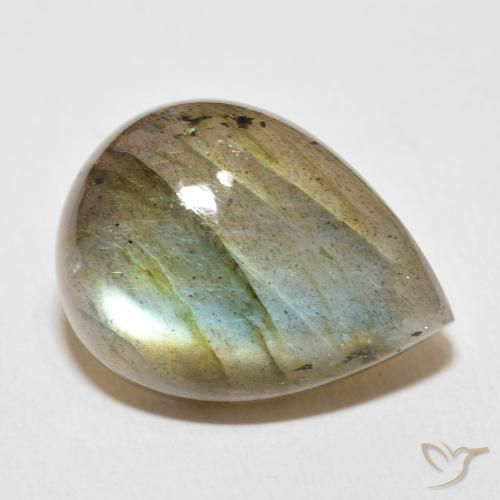 Labradorita Multicolor natural de 16.33 ct, En forma de pera, Translúcido