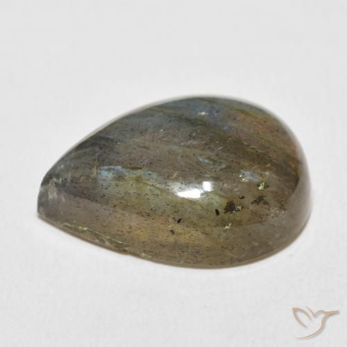 Labradorita Multicolor natural de 16.33 ct, En forma de pera, Translúcido
