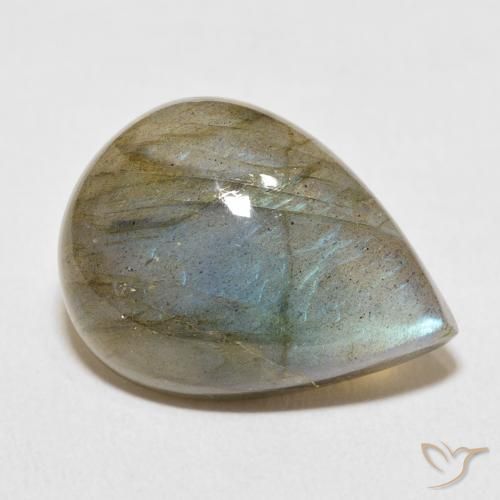Labradorita Multicolor natural de 14.17 ct, En forma de pera, Translúcido