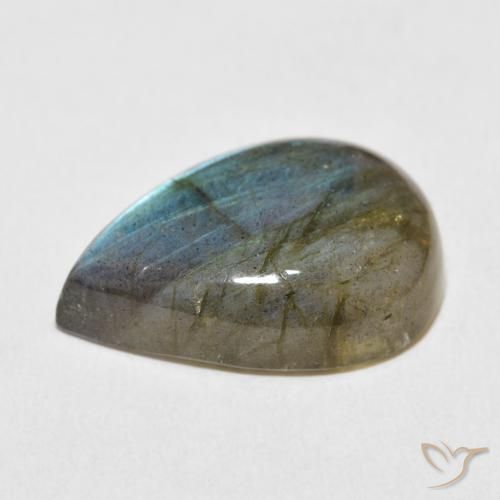 Labradorita Multicolor natural de 14.17 ct, En forma de pera, Translúcido