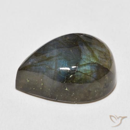 Labradorita Multicolor natural de 19.61 ct, En forma de pera, Translúcido