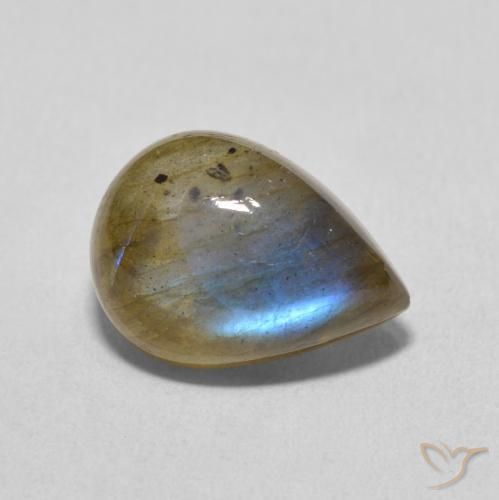 Labradorita Multicolor natural de 6.34 ct, En forma de pera, Translúcido