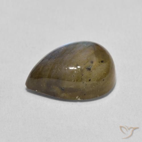 Labradorita Multicolor natural de 6.34 ct, En forma de pera, Translúcido