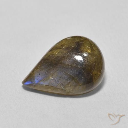 Labradorita Multicolor natural de 4.18 ct, En forma de pera, Translúcido
