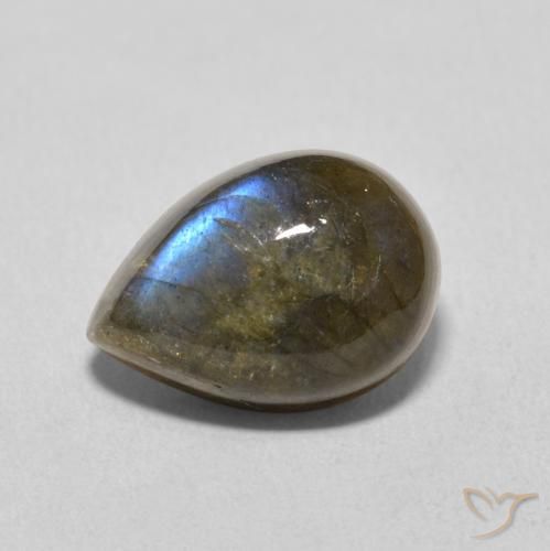 6.44ct Natural Multicolor Labradorita, En forma de pera, Translúcido