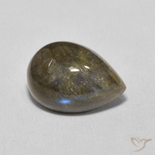 Labradorita Multicolor natural de 6.44 ct, En forma de pera, Translúcido