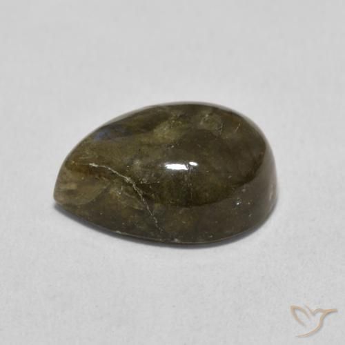 Labradorita Multicolor natural de 6.44 ct, En forma de pera, Translúcido