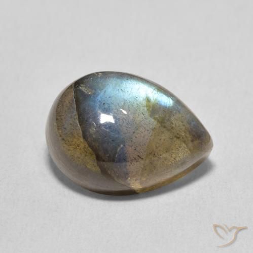 Labradorita Multicolor natural de 7.61 ct, En forma de pera, Translúcido