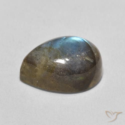 Labradorita Multicolor natural de 7.61 ct, En forma de pera, Translúcido