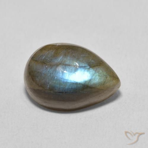 Labradorita Multicolor natural de 6.49 ct, En forma de pera, Translúcido