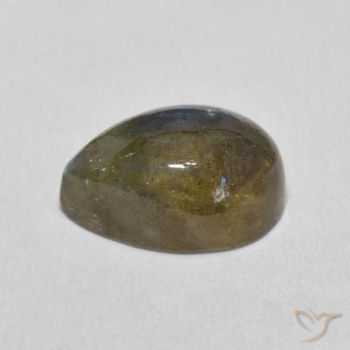 Labradorita Multicolor natural de 6.49 ct, En forma de pera, Translúcido
