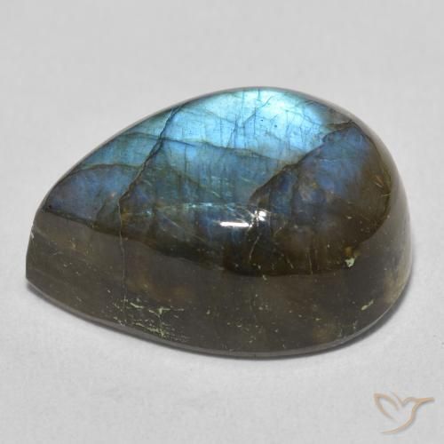 Labradorita Multicolor natural de 21.51 ct, En forma de pera, Translúcido
