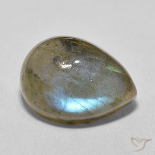 Labradorita Multicolor natural de 10.31 ct, En forma de pera, Translúcido