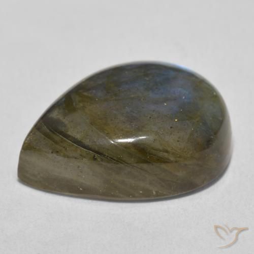 Labradorita Multicolor natural de 16.90 ct, En forma de pera, Translúcido