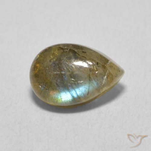 Labradorita Multicolor natural de 1.89 ct, En forma de pera, Translúcido