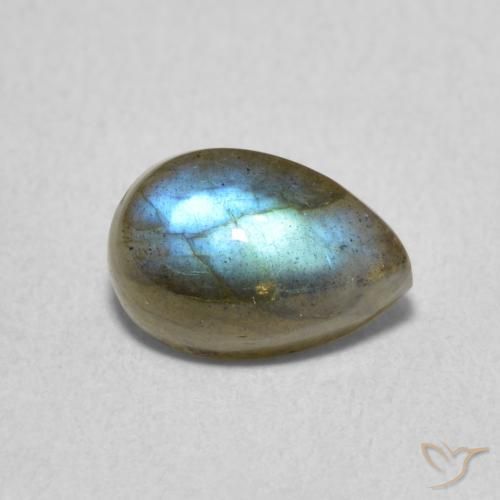 Labradorita Multicolor natural de 1.78 ct, En forma de pera, Translúcido