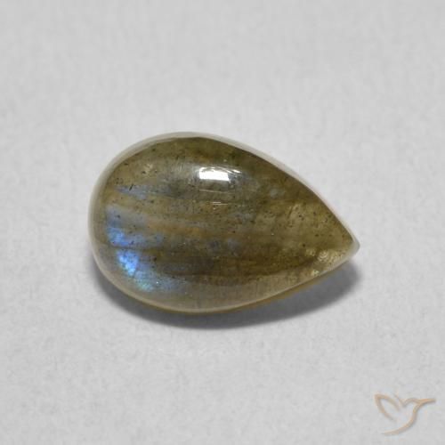 Labradorita Multicolor natural de 1.54 ct, En forma de pera, Translúcido