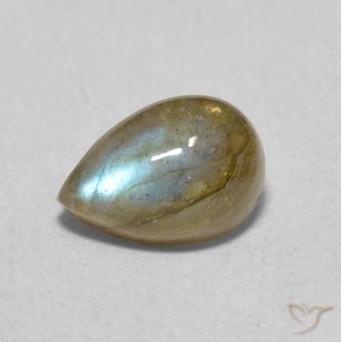 Labradorita Multicolor natural de 1.79 ct, En forma de pera, Translúcido