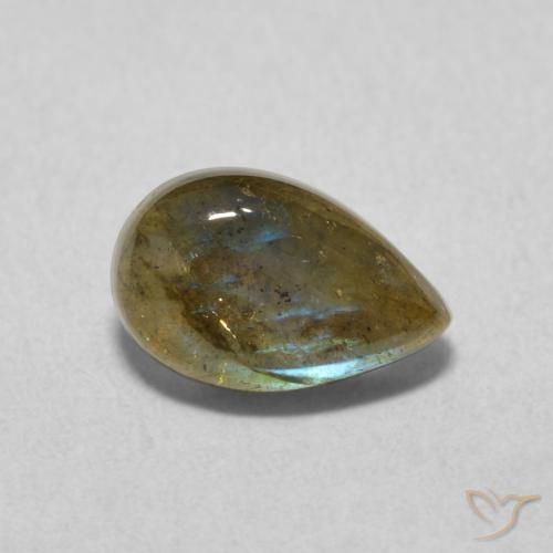 Labradorita Multicolor natural de 1.43 ct, En forma de pera, Translúcido